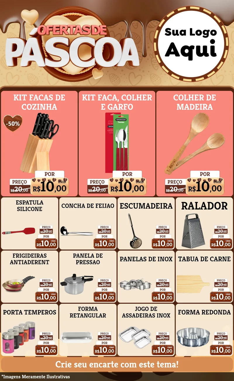 Modelo de Encarte para Encarte Grande com o tema Ofertas de Páscoa para Utilidades Domésticas