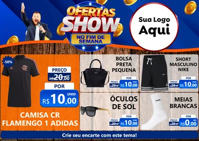 Modelo de Encarte para Encarte A4 Horizontal com o tema Ofertas Show No Fim De Semana para Roupas e acessórios