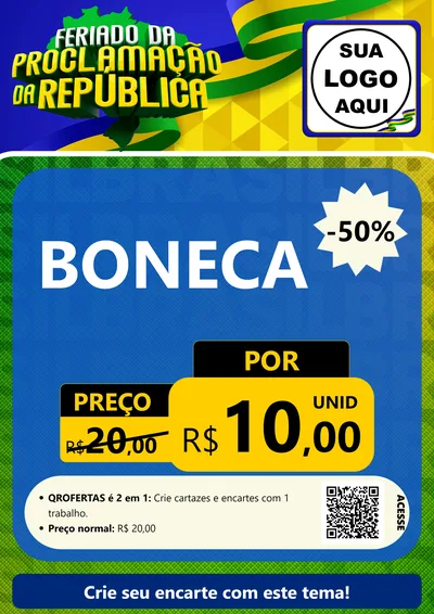 Modelo de Cartaz para Cartaz A4 Vertical com o tema Feriado da Proclamação da República para Brinquedos
