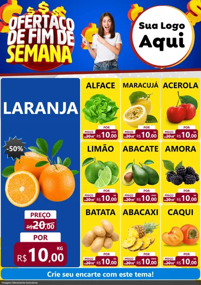 Modelo de Encarte para Encarte A4 Vertical com o tema Ofertaço de Fim de Semana para Hortifrúti