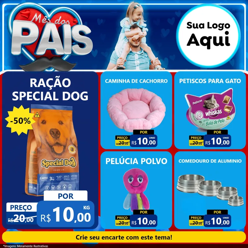 Modelo de Rede Social para Feed Facebook com o tema Mês Dos Pais para Pet Shop