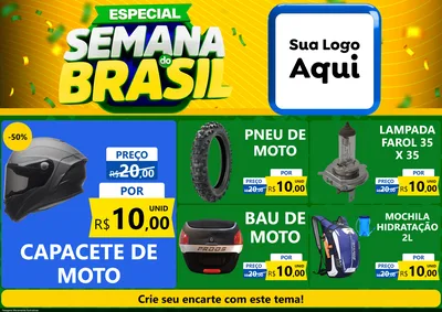 Modelo de Encarte para Encarte A4 Horizontal com o tema Especial Semana do Brasil para Moto peças