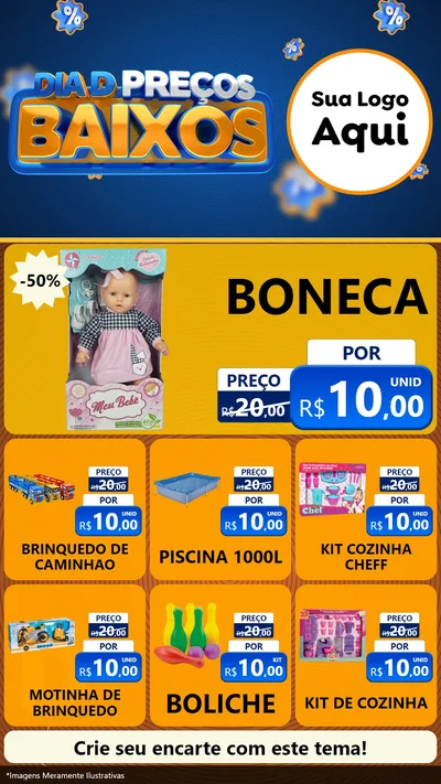 Modelo de Rede Social para Stories com o tema Dia D Preço Baixo para Brinquedos
