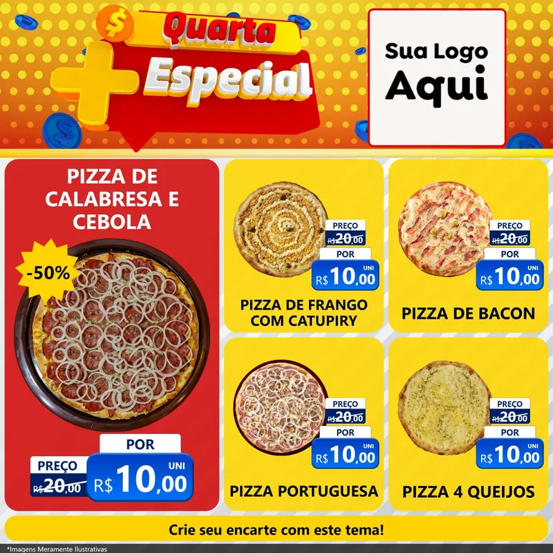 Modelo de Rede Social para Feed Facebook com o tema Quarta Mais Especial para Pizzaria