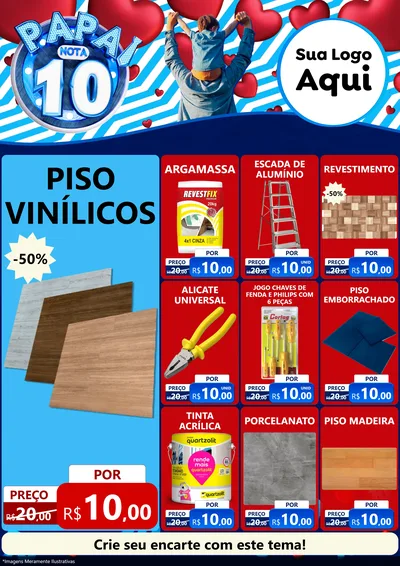 Modelo de Encarte para Encarte A4 Vertical com o tema Papai Nota 10 para Material para Construção