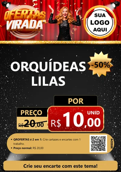 Modelo de Cartaz para Cartaz A4 Vertical com o tema Ofertas da Virada para Floricultura e jardim