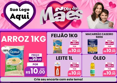 Modelo de Encarte para Encarte A4 Horizontal com o tema Dia das Mães para Supermercado