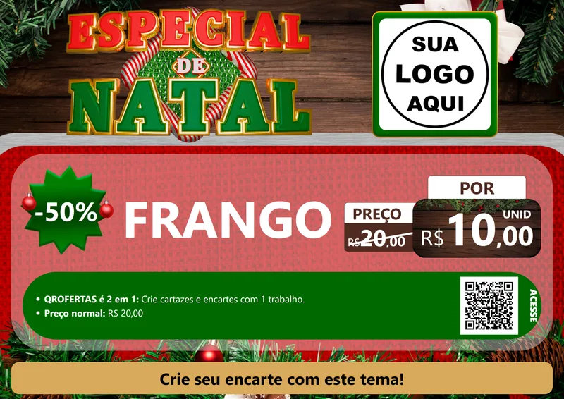Modelo de Cartaz para Cartaz A4 Horizontal com o tema Especial de Natal para Assados