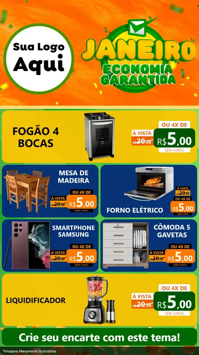 Modelo de TV para TV Vertical com o tema Janeiro - Economia Garantida para Móveis e Eletro