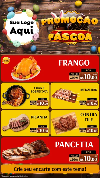 Modelo de TV para TV Vertical com o tema Promoção Páscoa para Assados