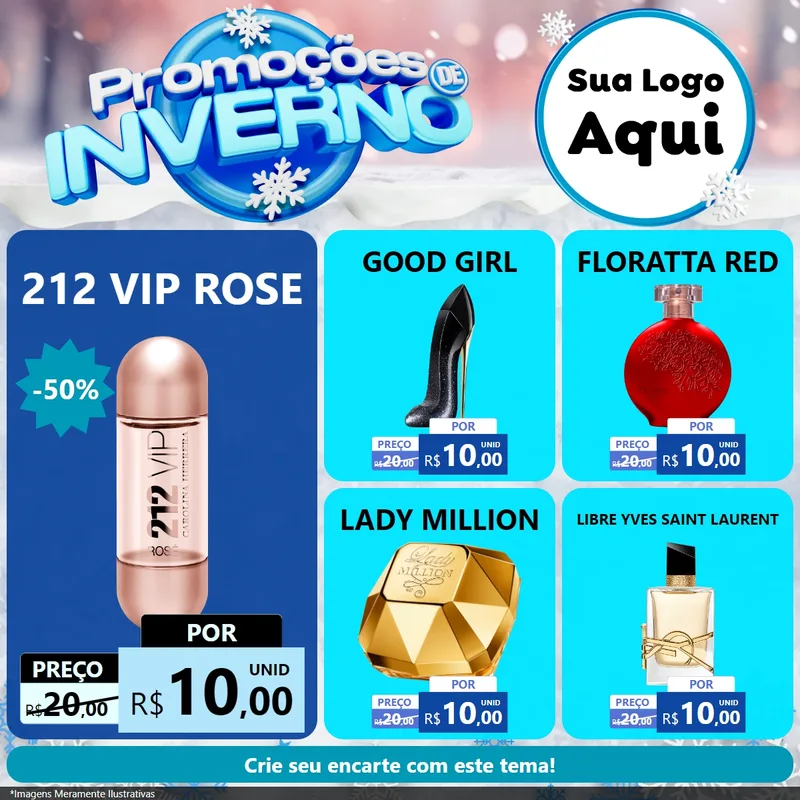 Modelo de Rede Social para Feed Facebook com o tema Promoções de Inverno para Perfumes