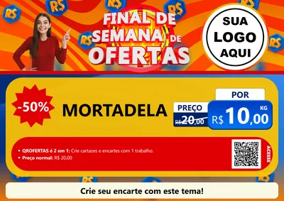 Modelo de Cartaz para Cartaz A4 Horizontal com o tema Final de Semana de Ofertas para Frios e Laticínios