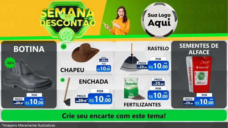 Modelo de TV para TV Horizontal com o tema Semana de Descontão - Copa para Agropecuária