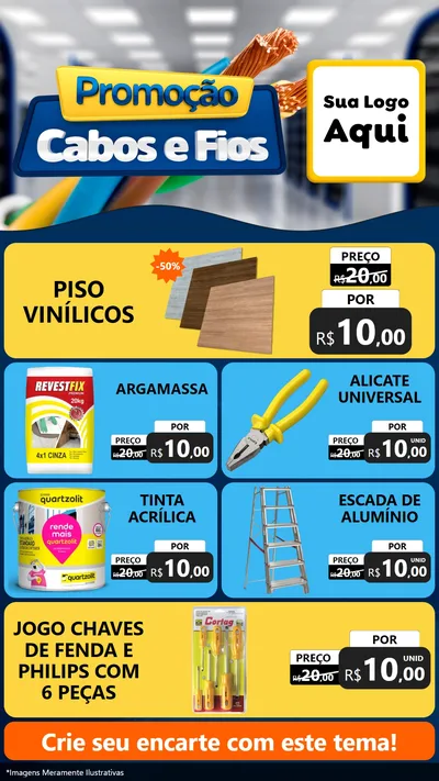 Modelo de TV para TV Vertical com o tema Promoção Cabos e Fios - Construção / Elétrica para Material para Construção