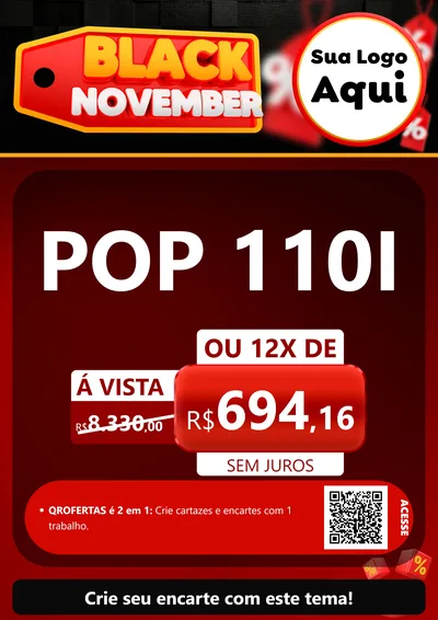 Modelo de Cartaz para Cartaz A4 Vertical com o tema Black November para Concessionaria de Motos