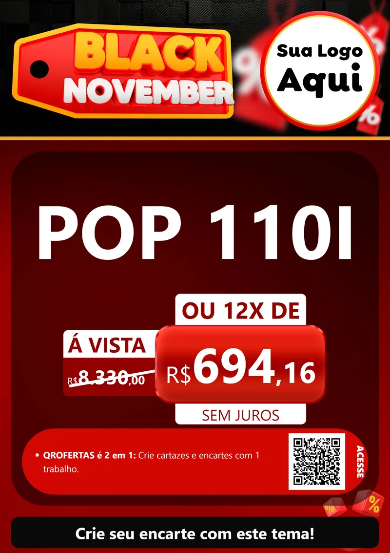 Modelo de Cartaz para Cartaz A4 Vertical com o tema Black November para Concessionaria de Motos
