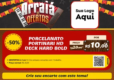 Modelo de Cartaz para Cartaz A4 Horizontal com o tema Arraiá de Ofertas - Junina para Pisos e revestimentos