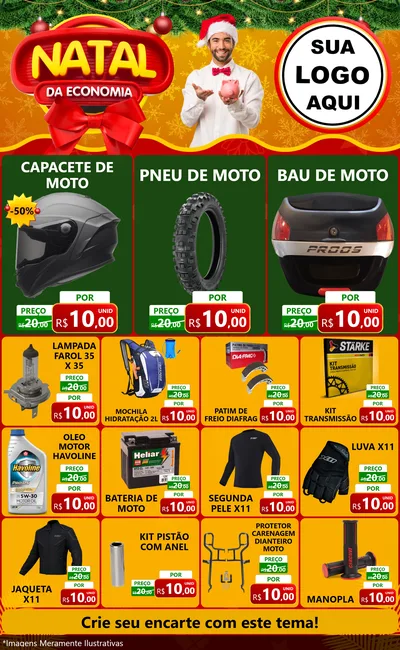 Modelo de Encarte para Encarte Grande com o tema Natal da Economia para Moto peças