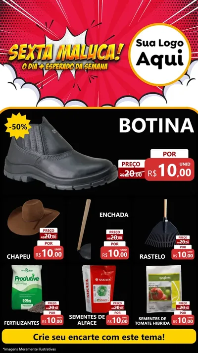 Modelo de Rede Social para Stories com o tema Sexta Maluca! para Agropecuária