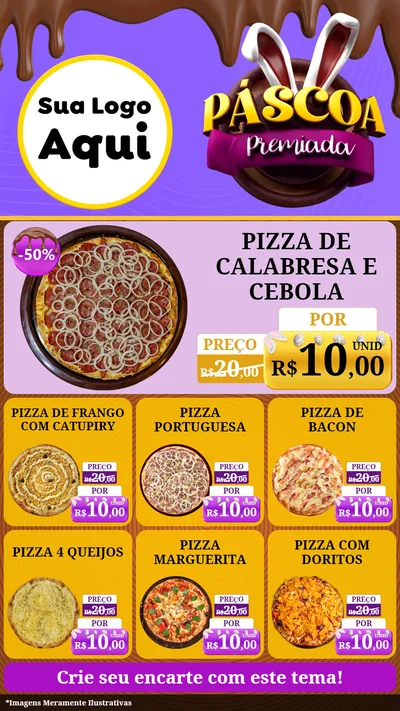 Modelo de Rede Social para Stories com o tema Páscoa Premiada para Pizzaria