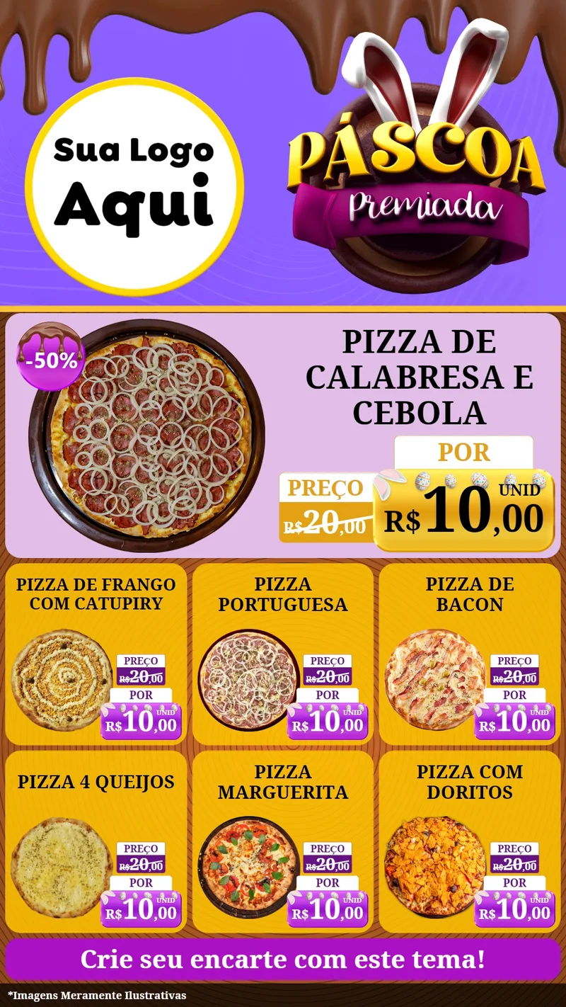 Modelo de Rede Social para Stories com o tema Páscoa Premiada para Pizzaria