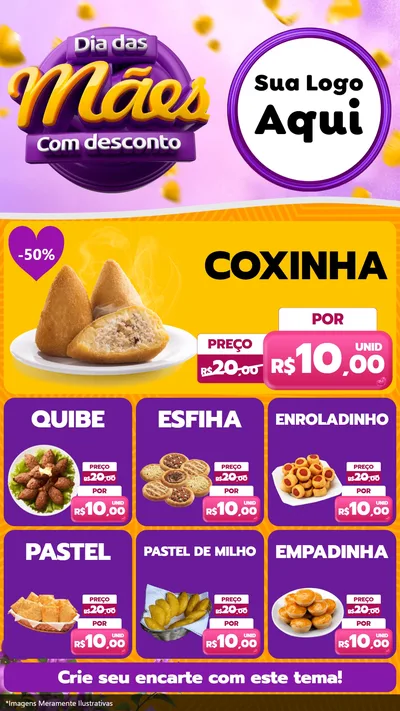 Modelo de Rede Social para Stories com o tema Dia das Mães com Desconto para Salgadaria