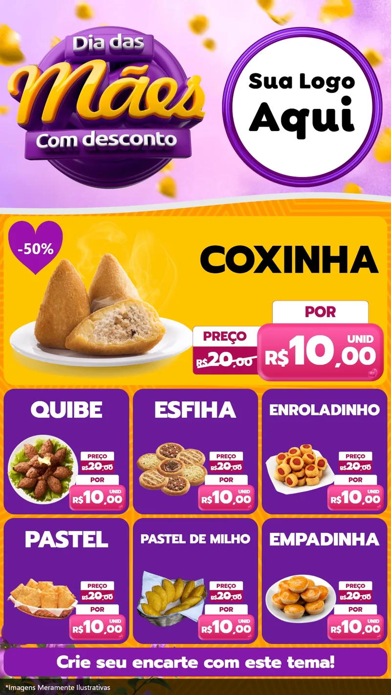 Modelo de Rede Social para Stories com o tema Dia das Mães com Desconto para Salgadaria