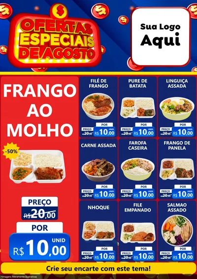 Modelo de Encarte para Encarte A4 Vertical com o tema Ofertas Especiais de Agosto para Restaurante