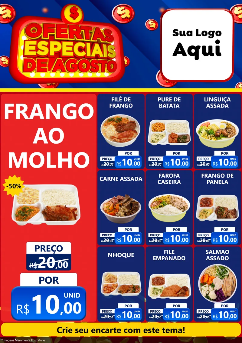 Modelo de Encarte para Encarte A4 Vertical com o tema Ofertas Especiais de Agosto para Restaurante