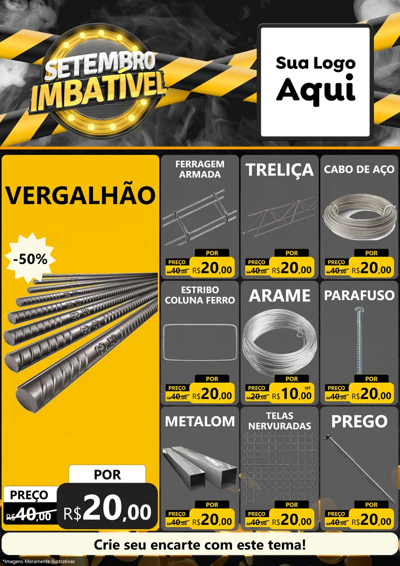 Modelo de Encarte para Encarte A4 Vertical com o tema Setembro Imbatível para Ferragens