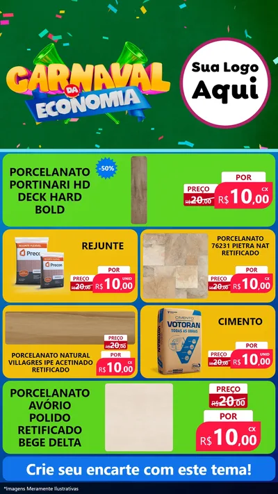 Modelo de TV para TV Vertical com o tema Carnaval da Economia para Pisos e revestimentos