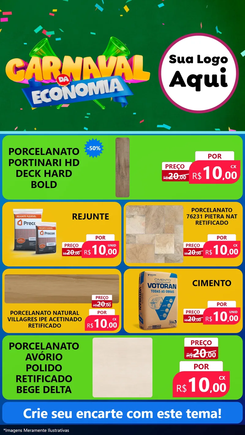 Modelo de TV para TV Vertical com o tema Carnaval da Economia para Pisos e revestimentos