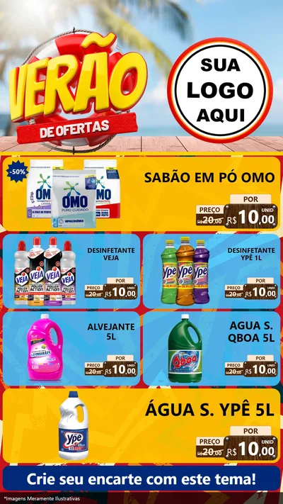 Modelo de TV para TV Vertical com o tema Verão de Ofertas para Produtos de Limpeza
