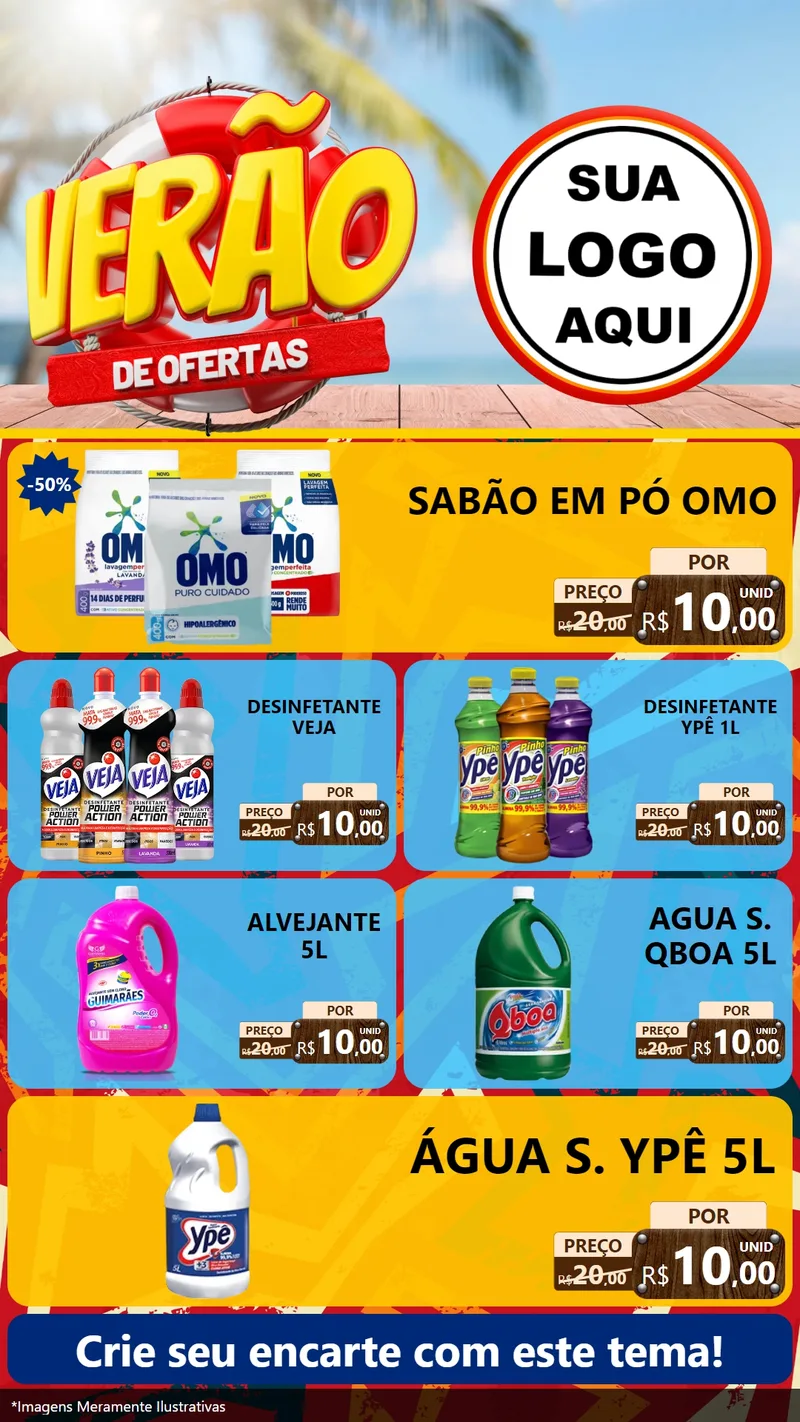 Modelo de TV para TV Vertical com o tema Verão de Ofertas para Produtos de Limpeza