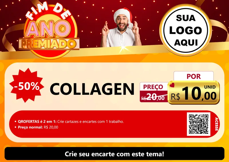 Modelo de Cartaz para Cartaz A4 Horizontal com o tema Fim de Ano Premiado para Suplementos alimentares