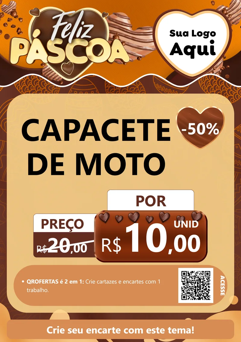Modelo de Cartaz para Cartaz A4 Vertical com o tema Feliz Páscoa para Moto peças