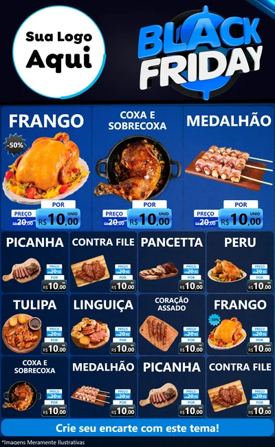 Modelo de Encarte para Encarte Grande com o tema Black Friday para Assados