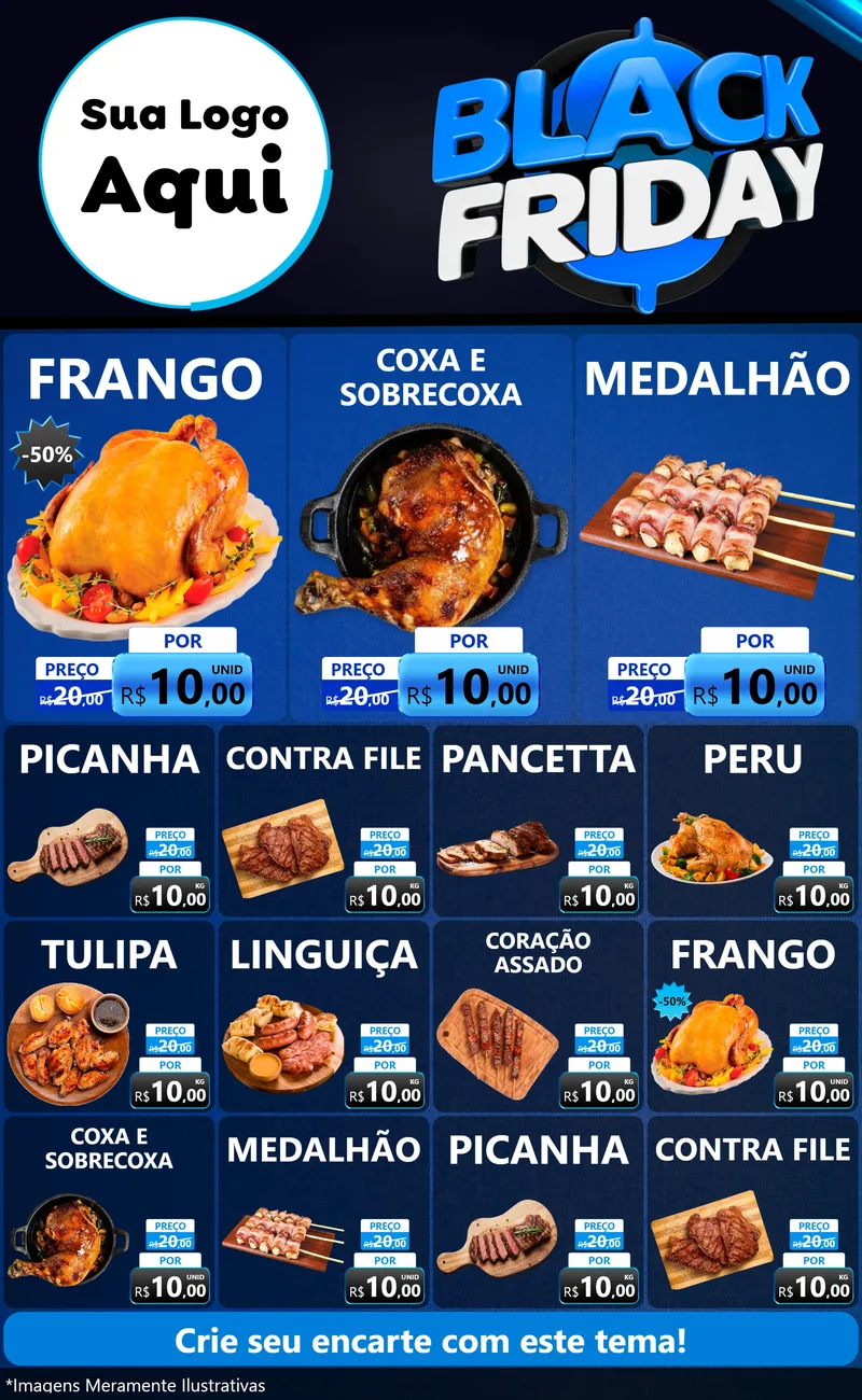 Modelo de Encarte para Encarte Grande com o tema Black Friday para Assados