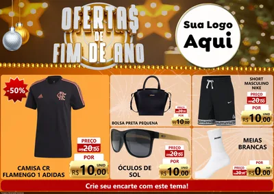 Modelo de Encarte para Encarte A4 Horizontal com o tema Ofertas de Fim de Ano para Roupas e acessórios