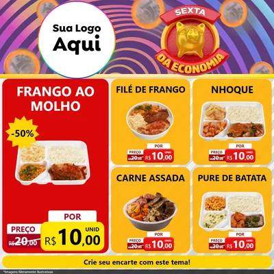 Modelo de Rede Social para Feed Facebook com o tema Sexta da Economia para Restaurante