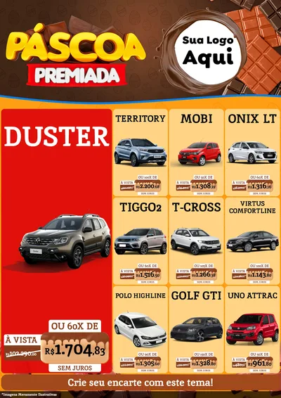 Modelo de Encarte para Encarte A4 Vertical com o tema Páscoa Premiada para Concessionaria de Carros
