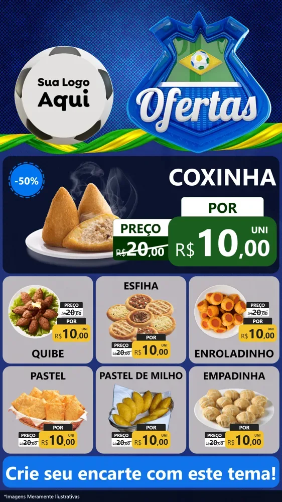 Modelo de Rede Social para Stories com o tema Ofertas (Futebol) para Salgadaria