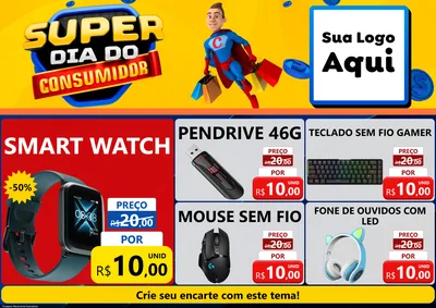 Modelo de Encarte para Encarte A4 Horizontal com o tema Super Dia do Consumidor para Informática