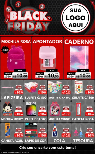 Modelo de Encarte para Encarte Grande com o tema Black Friday para Papelaria