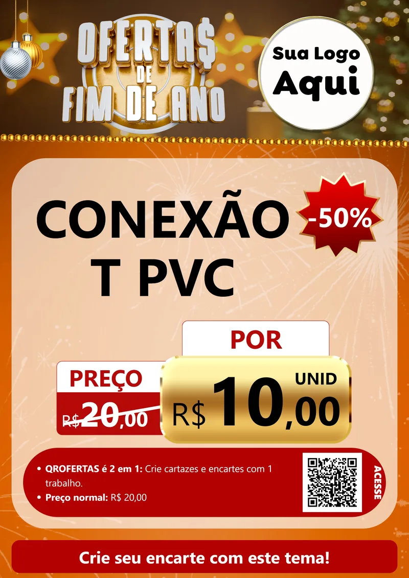 Modelo de Cartaz para Cartaz A4 Vertical com o tema Ofertas de Fim de Ano para Tubos e conexões