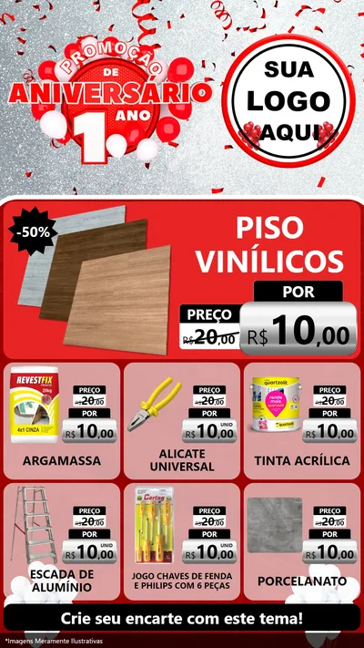 Modelo de Rede Social para Stories com o tema Promoção de Aniversário - 1 Ano para Material para Construção