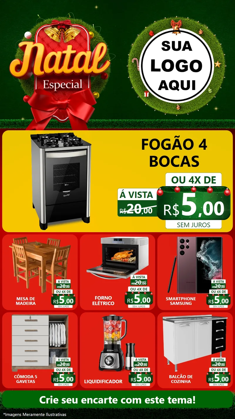 Modelo de Rede Social para Stories com o tema Natal Especial para Móveis e Eletro