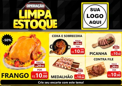 Modelo de Encarte para Encarte A4 Horizontal com o tema Operação Limpa Estoque para Assados