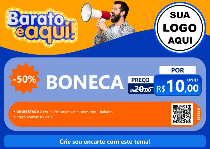 Modelo de Cartaz para Cartaz A4 Horizontal com o tema Barato é aqui para Brinquedos