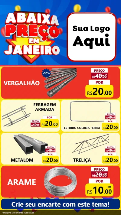 Modelo de TV para TV Vertical com o tema Abaixa Preço em Janeiro para Ferragens